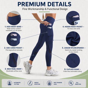 Leggings Deportivos Transpirables para <span class=keywords><strong>Mujer</strong></span>, Control de Abdomen, Cintura Alta, Malla Lateral, Pantalones de Yoga <span class=keywords><strong>con</strong></span> 4 Bolsillos - Product Image 4