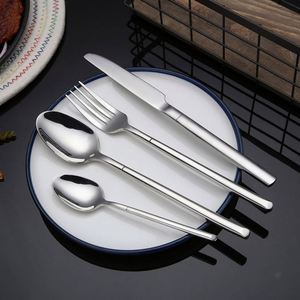 Juego de Cubiertos de Acero Inoxidable Ecológico de Alta Calidad, Acabado Mate de Lujo, Mango Cuadrado de Madera, 10 Piezas, Cuchillo y Tenedor - Product Image 2