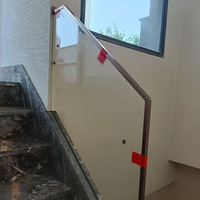 Rampe d'escalier murale en alliage d'aluminium ultra-étroite de 20 mm avec fixation par verre, style moderne minimaliste, pour intérieur et extérieur