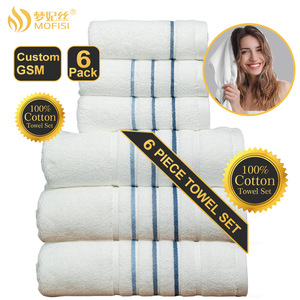 <b>Bath</b> <b>Towel</b> <b>Set</b> Pure Cotton Striped Custom Logo Gift Use 35x75cm 70x140cm Skin Friendly China Made - Product Image 3