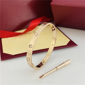 Luxury 18K <b>Gold</b> Plated Stainless Steel Screw Nail <b>Bracelet</b> Famous Designer Brand Jewelry Diamond Bangle Flower Shape for Parties - Product Image 4