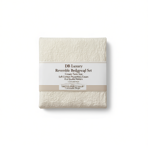 Ensemble de couvre-lit réversible DB Luxury, couleur crème, taille twin, coton doux, motif floral matelassé, poids personnalisable - Product Image 1