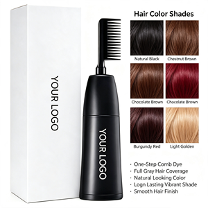 Crème colorante permanente pour cheveux à l'extrait d'herbes naturelles avec pinceau applicateur, service OEM, qualité professionnelle - Product Image 1
