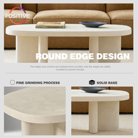 Table basse en béton au design unique, table centrale minimaliste à bords arrondis, table à thé ovale de luxe léger pour salon