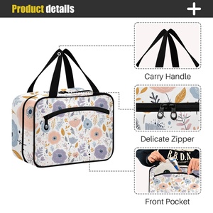 Customs logo Waterproof Travel <b>Cosmetic</b> Organizer <b>Bag</b> <b>Large</b> Size Portable Polyester Hanging Toiletry Makeup <b>Bag</b> - Product Image 4