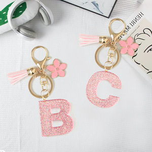 Llavero de Resina con Borla Brillante y Letras del Alfabeto, Colgante con 26 Letras, Accesorio Elegante para <span class=keywords><strong>Niñas</strong></span>, Decoración para Mochilas Escolares - Product Image 5