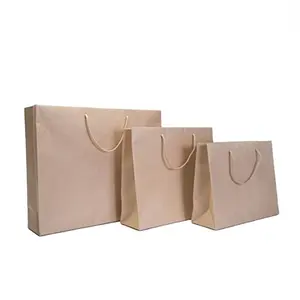 Handmade Khaki Luxury Packaging Recycle Package Coat Carrier Color Cmyk Kraft Paper Bag