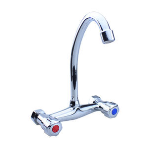 Hot Cold Water <b>Kitchen</b> Wall-Mounted <b>Faucet</b> Double-Handle Double-Hole Mixing Valve for Sinks Laundry Basins Vegetable Wash Basins - Product Image 2