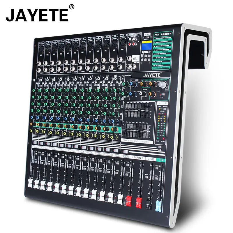 Equalizador mixer 14 canais, controlador dj 16 dsp efeitos de áudio duplo 7