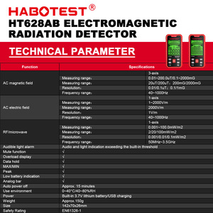 HABOTEST HT628B Détecteur de rayonnement électromagnétique rechargeable avec alarme sonore pour les tests de sécurité à domicile - Product Image 4