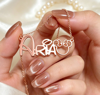 Collier personnalisé avec nom en lettre de dessin animé, en acier inoxydable plaqué or, bijoux de mode, chaîne avec pendentif personnalisé
