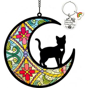 Atrapasol de acrílico con forma de luna, personalizado en memoria de tu perro, regalo de condolencia por la pérdida de un mascota, adorno arcoíris para madres de gatos que duermen por la pérdida de su mascota. - Product Image 5