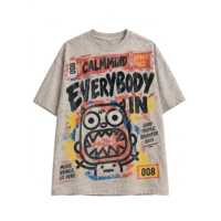 T-shirt en jersey de haute qualité, col rond, 95% coton, 5% élasthanne, style punk, design d'impression unique, service OEM ODM personnalisé