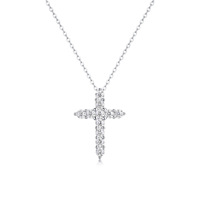 Collier ras du cou en argent 925 style Instagram, chaîne de clavicule élégante et luxueuse, pendentif croix de la foi en moissanite