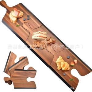 Starting Point Wooden Snack <b>Plate</b> Rectangle With Handle Handmade For Party Use - Product Image 5