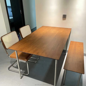 Mesa de comedor de madera maciza de estilo japonés nórdico de mediados de siglo con sillas, diseño pequeño Rectangular Medieval para uso en hoteles - Product Image 5