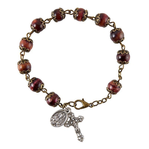 Pulsera de <span class=keywords><strong>Rosario</strong></span> con Cuentas de Madera Aromática, Flor de Rosa y Cruz Religiosa, para Niños, Aniversario, Chapado en Plata Antigua, Panel Pequeño de Madera - Product Image 4