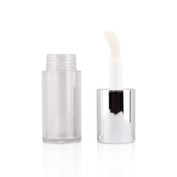Logo personnalisé 5ml Tube de brillant à lèvres circulaire grande brosse bouteille d'huile de brillant à lèvres en argent électrolytique de haute qualité conteneur et boîte