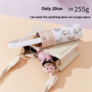 Mini paraguas de vinilo de doble uso de gato bonito para mujer, protección UV para sol, lluvia, Control Manual para viajes, logotipo personalizado para adultos - Product Image 5