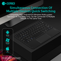 Keyboard Bisnis Ultra-Tipis COTECi untuk Kantor, Keyboard Tablet Nirkabel Mini Isi Ulang dengan Trackpad untuk iPad IOS Windows