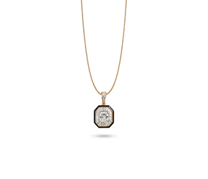 Collier pendentif en diamant de laboratoire taille Asscher, design déco avec un look émeraude vintage, en or massif, bijoux de mariée minimalistes - Product Image 1