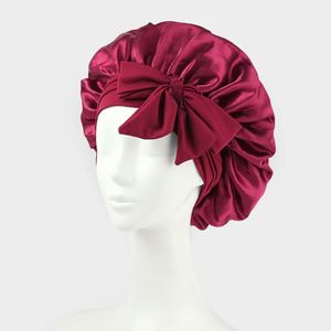 Bonnet élégant en satin de soie double couche pour femme avec bande à nouer, idéal pour dormir et cheveux bouclés, pour mariage ou soirée - Product Image 4