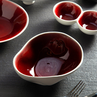 Service de vaisselle en porcelaine, assiettes japonaises, service de vaisselle, assiettes en porcelaine émaillée, ensembles de vaisselle rouge, Restaurant