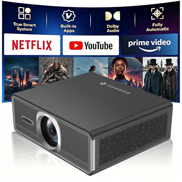 B28 Full-sealed 1500 ANSI Lumens HD 1080P 4K WIFI BT. Android Business Educational Smart Projector LCD Projector Electronics.
