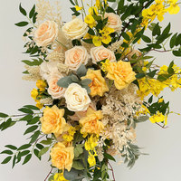 Set Bunga Artifisial GNW Golden Yellow Wedding Arch, Rangkaian Bunga untuk Dekorasi Gantung, Stand Latar Belakang Pernikahan