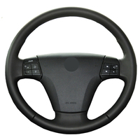 Housse de volant de voiture en cuir microfibre avec point à la main de style populaire pour les modèles Volvo S40 2006-2012 et V50 2005-2011