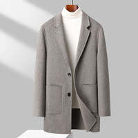 Manteau d'hiver pour homme grande taille, col cranté, mi-long, 70% laine, chaud, style business décontracté, nouvelle arrivée