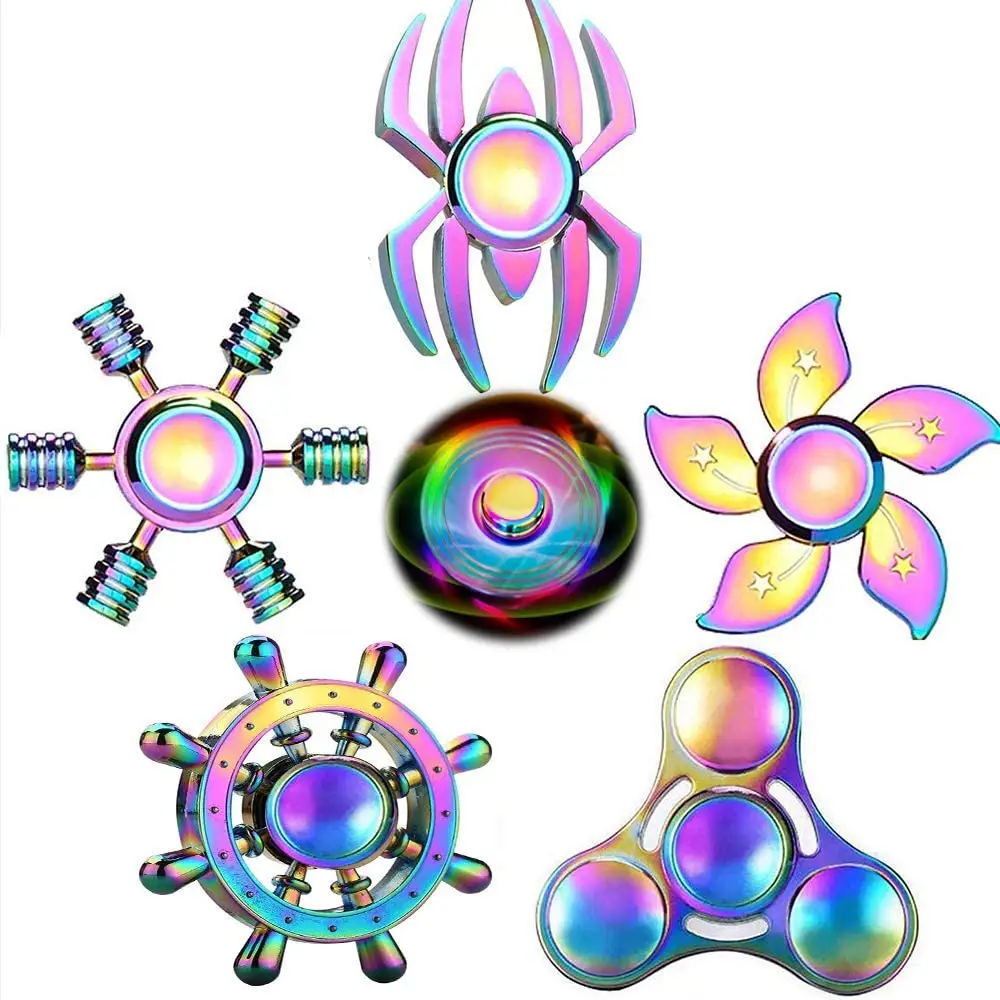 2023 Quality Rainbow Colors Fidget Spinner Toys Metal Finger Handheld Spinners Fidget Toys Gift for Kids Adults Spinning Top