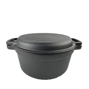 Multifunctional Gradient Color Cast Iron Combo Cooker Deep Pan With Lid For Frying Stewing Food