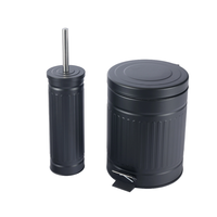 Poubelle de luxe antirouille de 1,3 gallon pour intérieur, petite poubelle à pédale pour salle de bain, mini poubelle à pédale en métal noir avec couvercle en fer