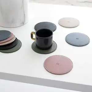 Commercio all'ingrosso di Fabbrica Su Misura di Tè Tazza di Caffè Rotondo In Pelle PVC Sottobicchiere Stuoia Per Hotel Ristorante per Tè e Caffè Bere