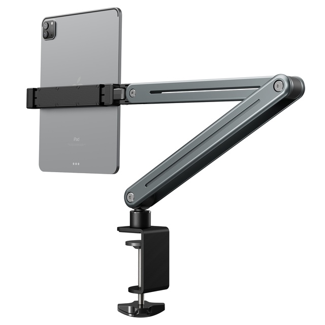 Aluminum Alloy Adjustable iPad Tablet Phone Stand Foldable Rotating Long for for Desktop and Bedside Use