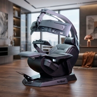 Cabina de Juego para Computadora Cluvens Manticore, Cabina de Trabajo Reclinable, la Más Vendida, Grande y Cómoda para Múltiples Monitores, con Función de Masaje