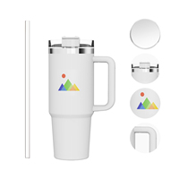 Tasse de voiture isolée OEM 40 oz en acier inoxydable Poignée de paille anti-fuite Voyage Grande tasse en céramique à boire