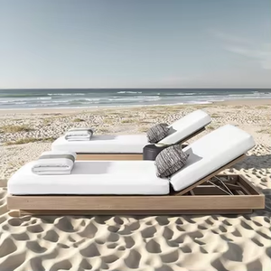 Doble madera aluminio teca playa al aire libre tumbonas silla patio Hotel Villa piscina lado terraza Parque uso - Product Image 5