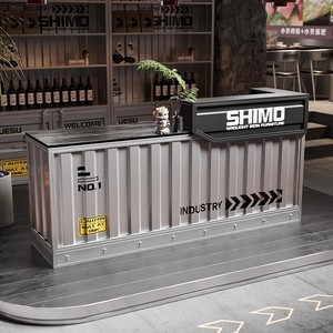Mostrador de barra de arte del hierro de estilo industrial personalizable para restaurantes, salas de billar, tiendas de té, cajero, esquina, recepción - Product Image 2