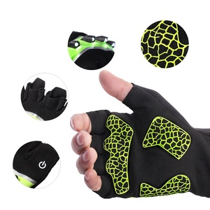 LED <strong>Light</strong> Short Finger Half Leather Non-Slip Cycling <strong>Gloves</strong> (<strong>Black</strong> Green) for Unisex Daily Use Camping Fishing Bike <strong>Riding</strong> - Product Image 5