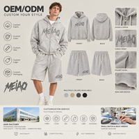 Ensemble survêtement décontracté deux pièces pour homme : sweat à capuche zippé oversize et short de survêtement – Streetwear personnalisé, OEM, ODM, marque privée