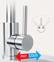 Keran Wastafel Dapur Satu Lubang Bahan Stainless Steel 304 Chrome untuk Hotel dengan Katup Inti, Pemasangan di Atas Meja