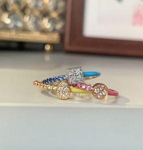 Anillo Xinfly Au750 de Diamante Natural y Oro de 18K con Esmalte de Zafiro de Colores Arcoíris, Joyería de Moda, Regalo para Mujer, Boda, Fiesta - Product Image 2
