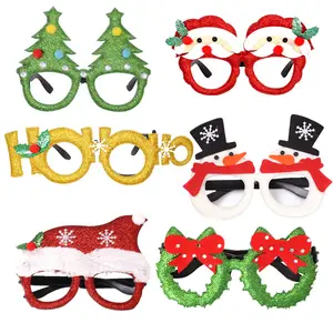 廉价塑料纸圣诞衍射新奇眼镜架时尚2023新款圣诞快乐搞笑派对眼镜