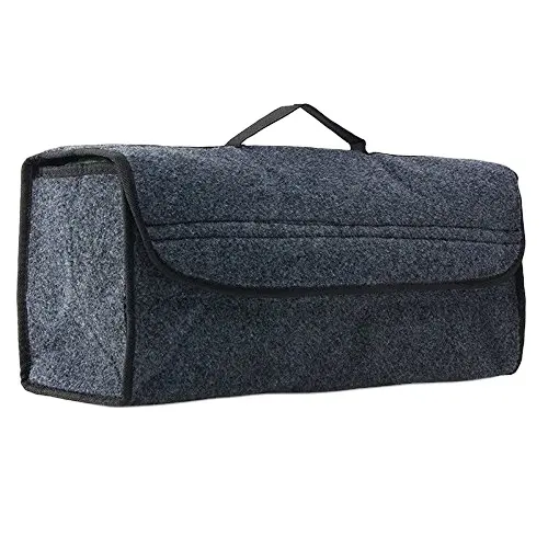 Custom grey folding portable car trunk storage box felt seat back travel storage organizer