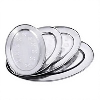 Plateau ovale en acier inoxydable poli magnétique pour poisson, œufs, barbecue, fruits et légumes, design moderne et minimaliste