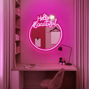 Hot bán tùy chỉnh Neon gương dấu hiệu cho trang trí nội thất gương <span class=keywords><strong>acrylic</strong></span> LED chiếu sáng Xin Chào đẹp neon ánh sáng - Product Image 4