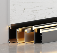 Plinthe LED en alliage d'aluminium sur mesure, extra-épaisse et éclairée par le bas, étanche, pour hôtels, bureaux et appartements