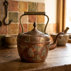 Vintage Metal Tea Kettle With <b>Lid</b> And Metal Handle Decorative Pattern Water <b>Pot</b> - Product Image 5